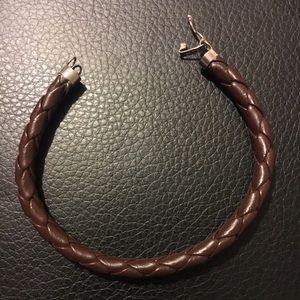 Leather bracelet handmade with 950 Peruvian silver